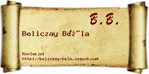 Beliczay Béla névjegykártya